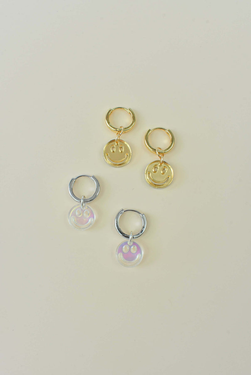 SMILEY CHARM HOOPS