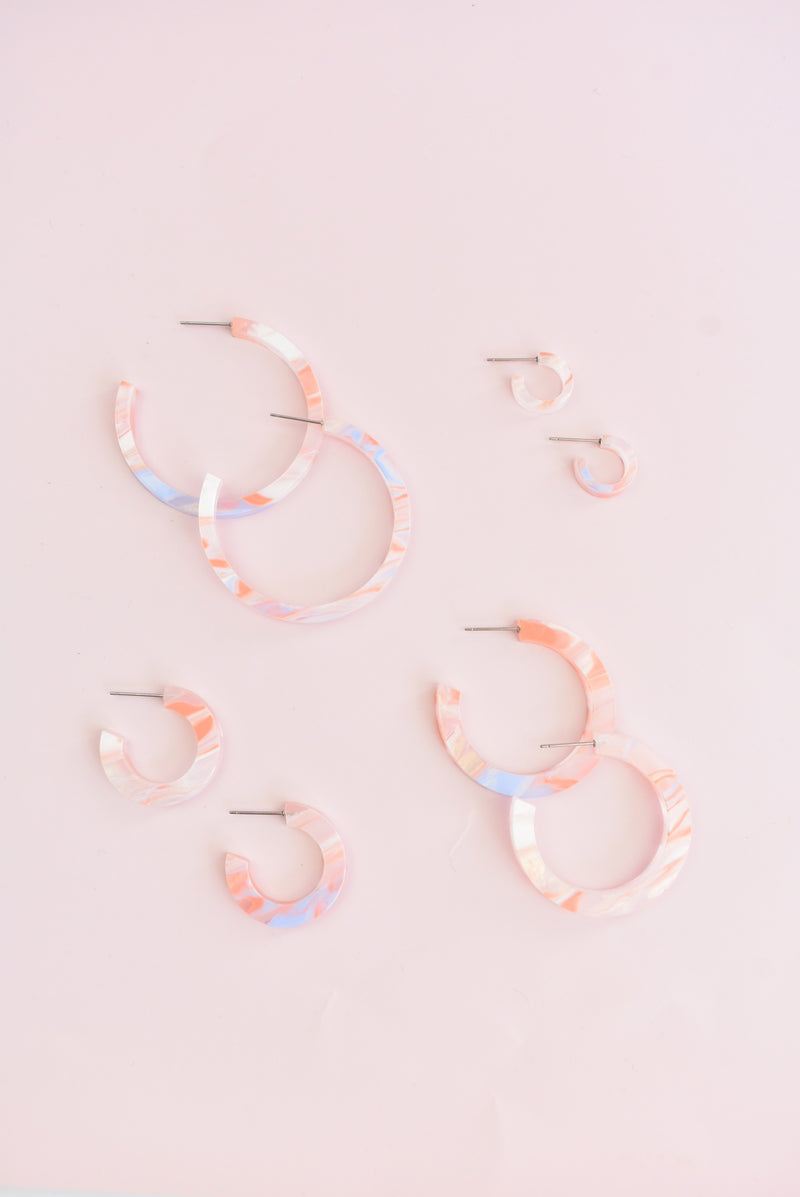 SHERBET MARBLE HOOP EARRINGS