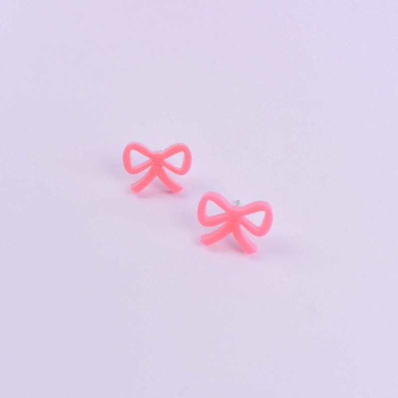 pink bow stud earring