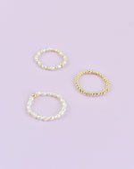 gold and pearl beaded stretchy rings
