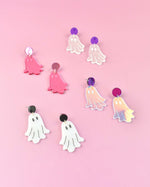 Colorful ghost-shaped dangle earrings
