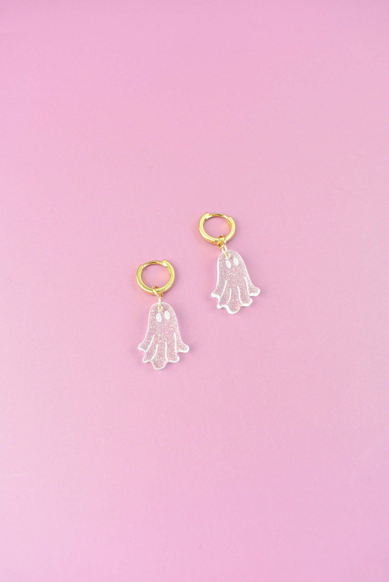GHOST CHARM HUGGIE HOOPS