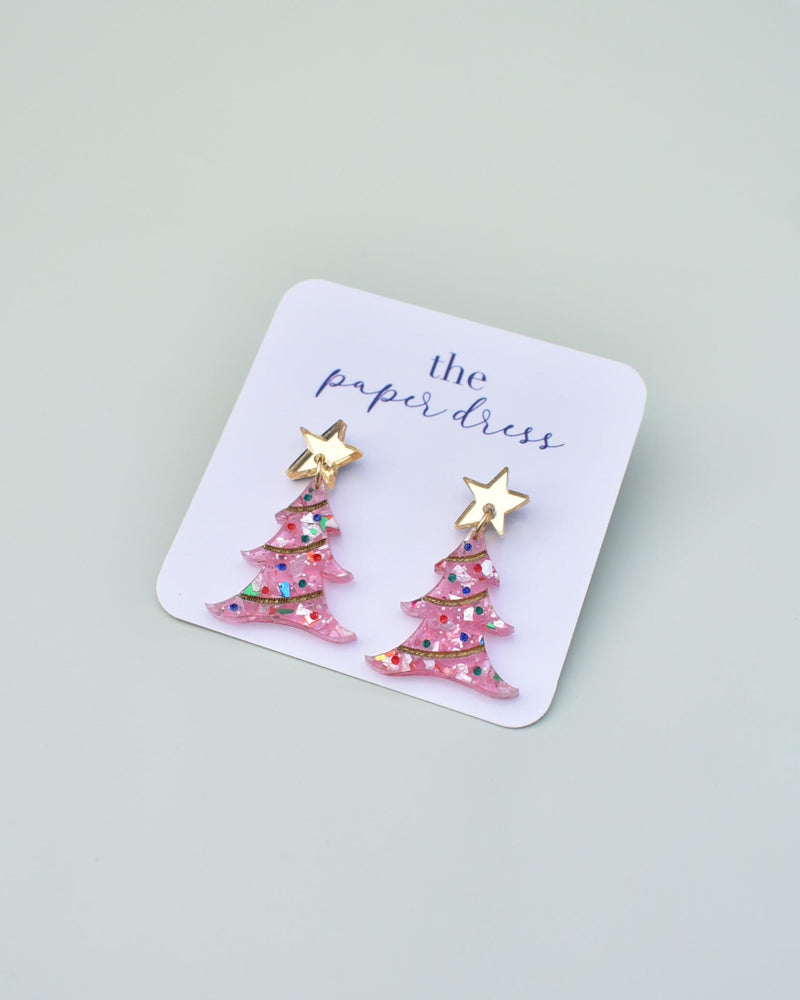 MINI CHRISTMAS TREE DANGLE EARRINGS
