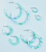 SEAFOAM MARBLE HOOP EARRINGS