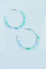 SEAFOAM MARBLE HOOP EARRINGS