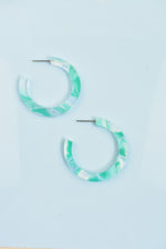 SEAFOAM MARBLE HOOP EARRINGS