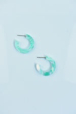 SEAFOAM MARBLE HOOP EARRINGS