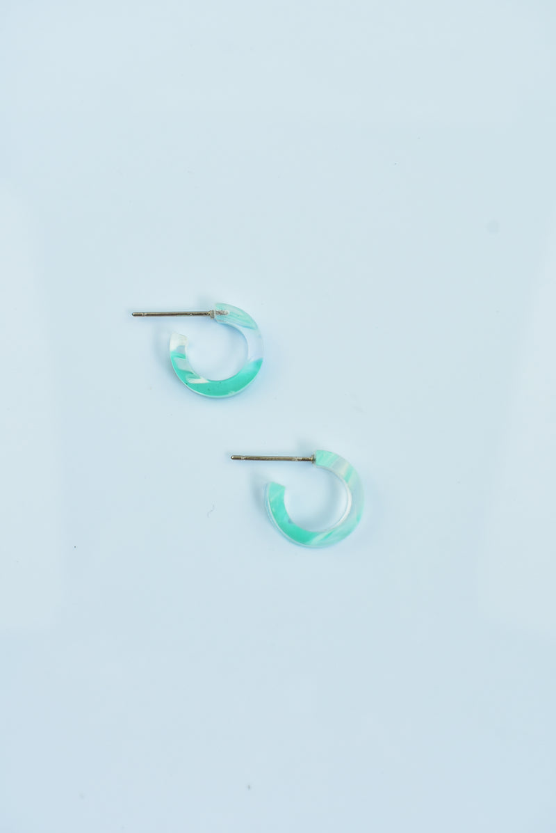 SEAFOAM MARBLE HOOP EARRINGS