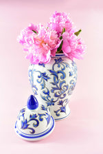 large blue and white ginger jar 