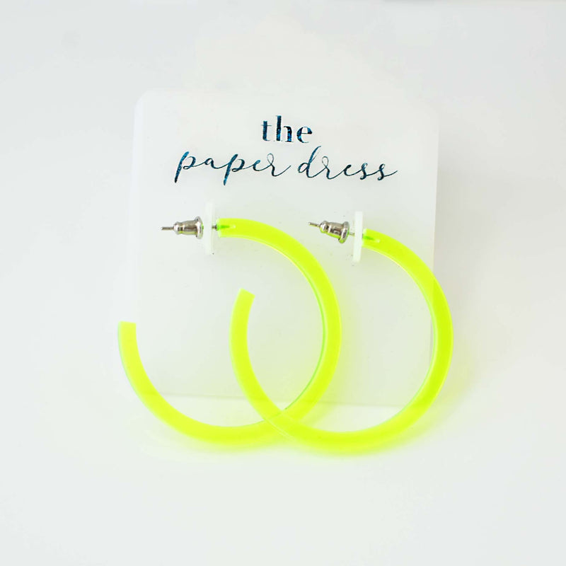 NEON GREEN HOOP EARRINGS