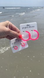 NEON PINK HOOP EARRINGS