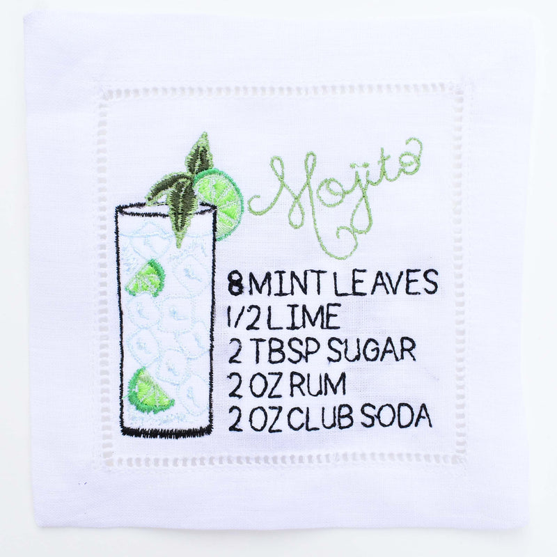 mojito recipe cocktail napkin - grandmillenial bar cart 