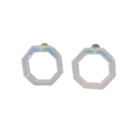 iridescent front facing hoop earrings