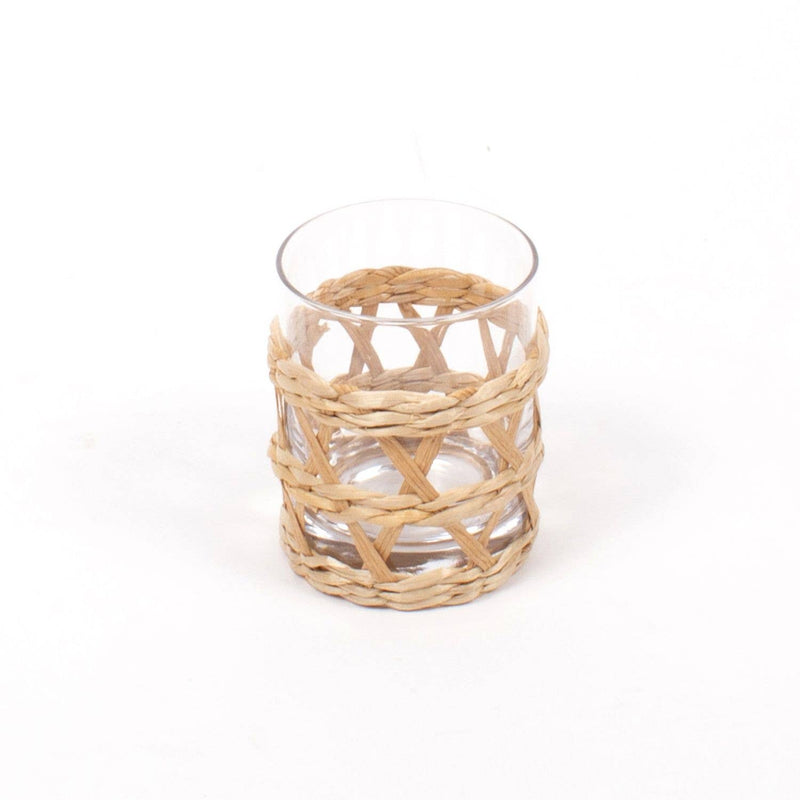 rattan old fashioned glass