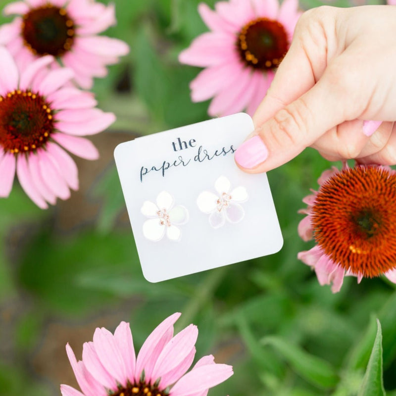 iridescent Pearly flower stud - bridesmaid earrings