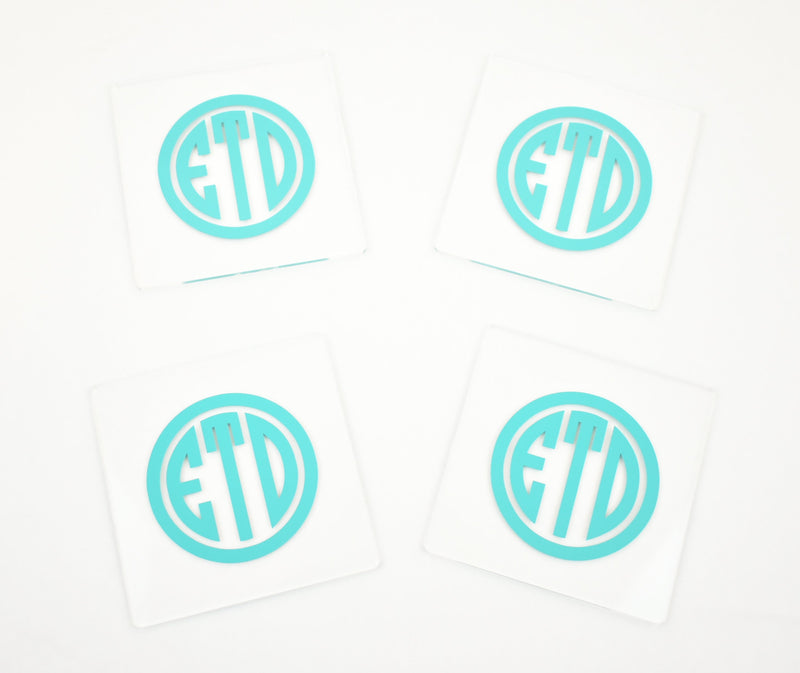 monogrammed acrylic coaster set - personalized gift