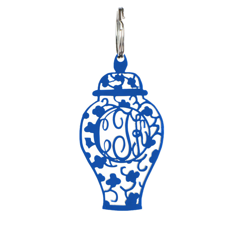 monogrammed chinoiserie pot | blue and white monogram 