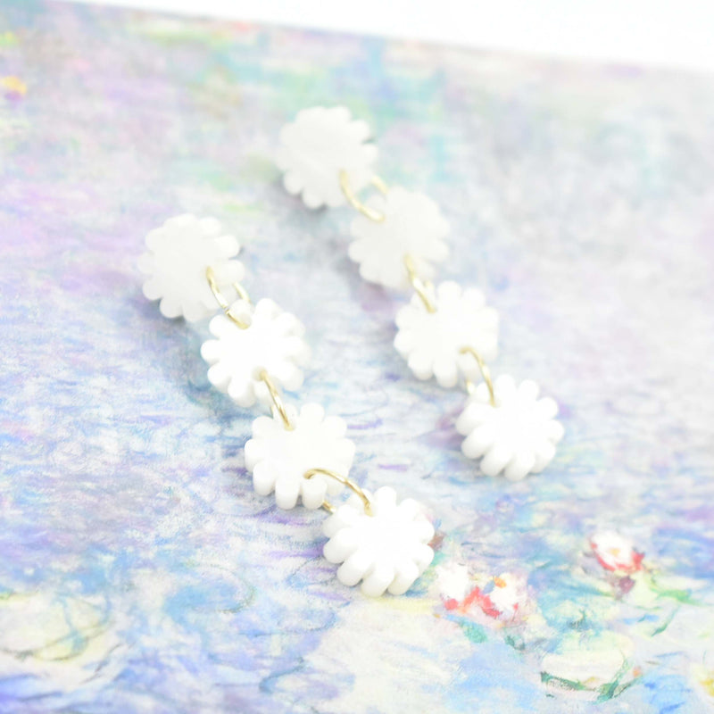 pearlescent daisy drops earrings 