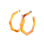 Acetate Earrings - hexagon tortoise shell hoops