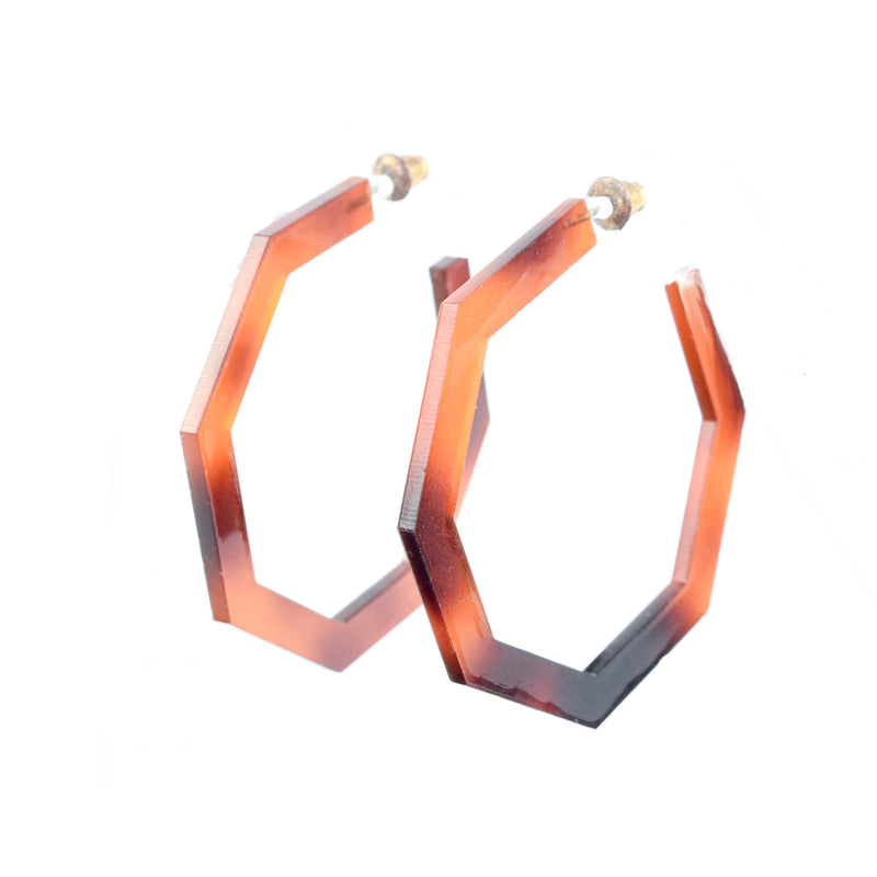 octagon hoops - tortoise shell hoop earrings 