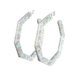 glitter octagon hoops - large hoop earrings  Edit alt text