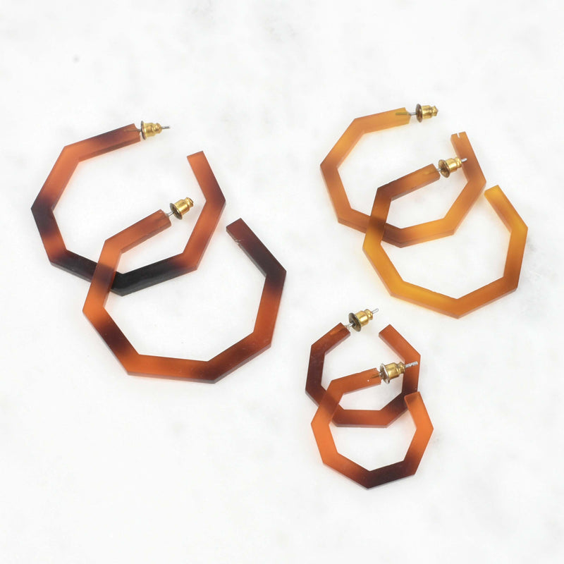 hexagon tortoise shell lightweight earrings 