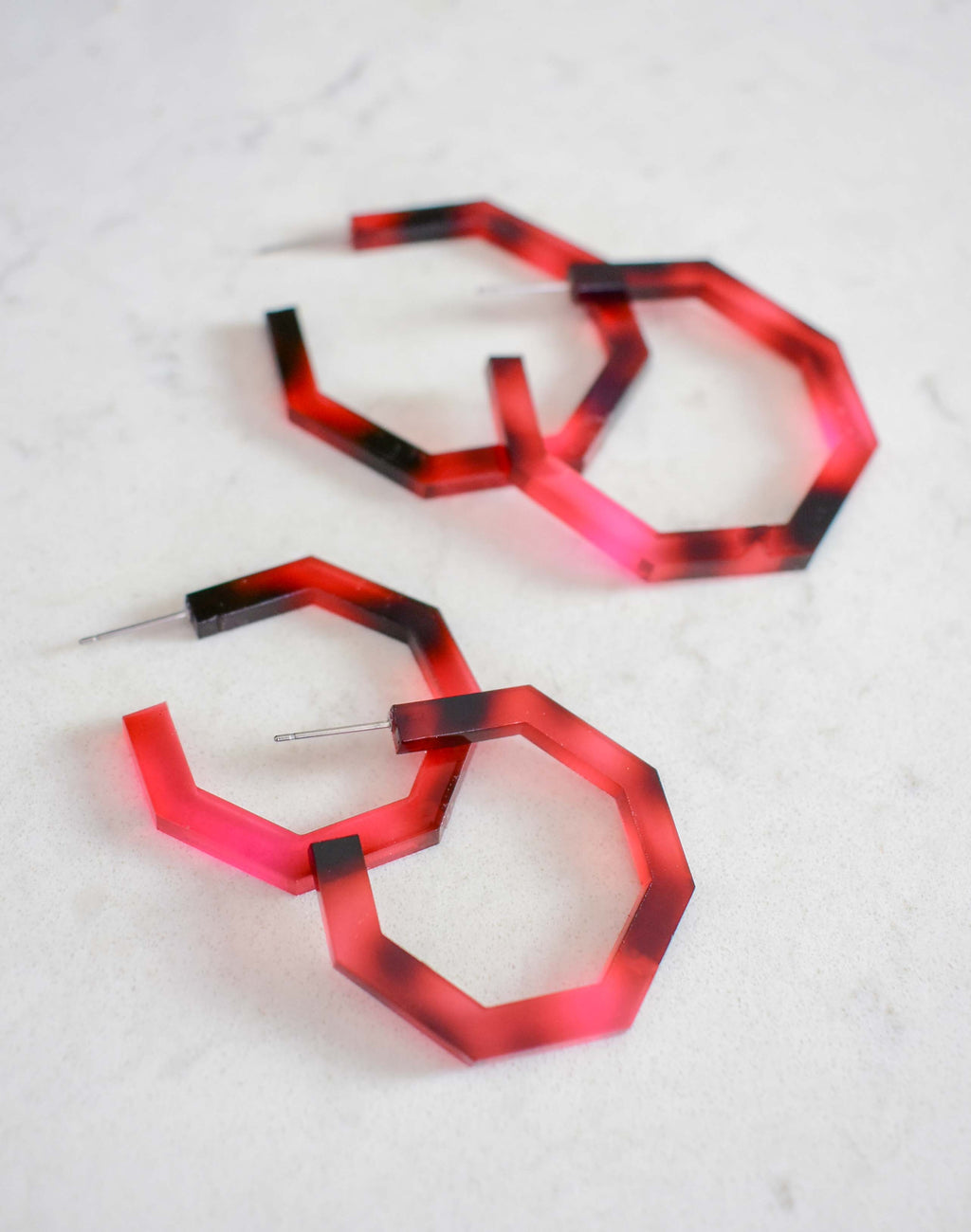 hot pink tortoise octagon hoops