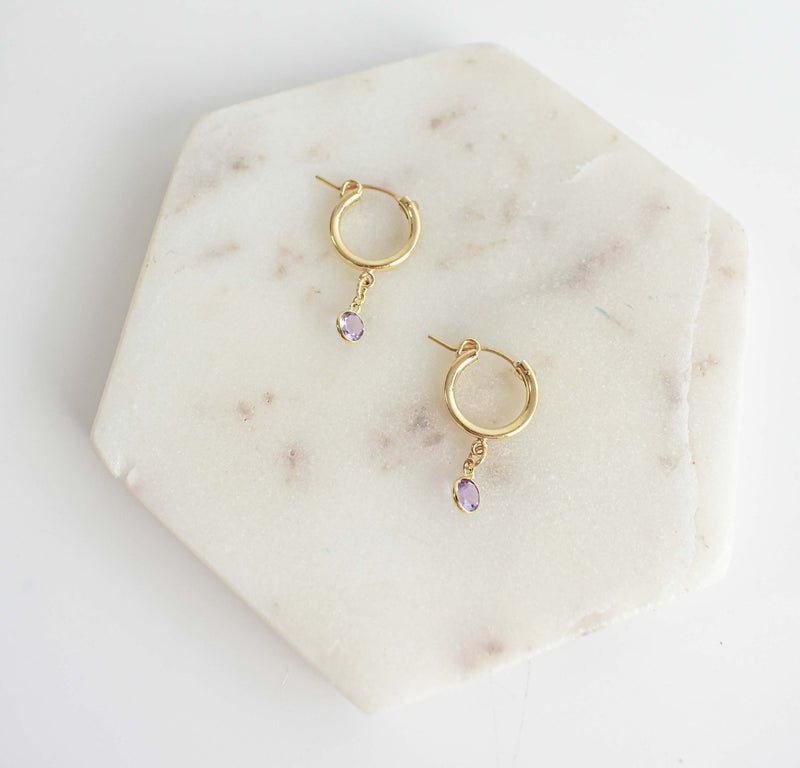 amethyst purple February birthstone earrings