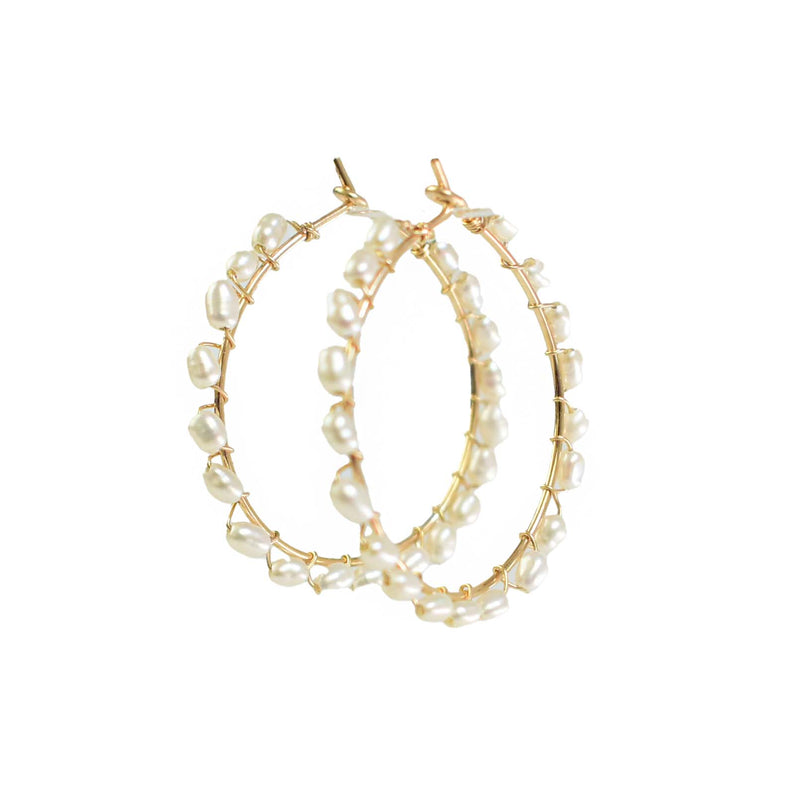 pearl gold hoop earrings