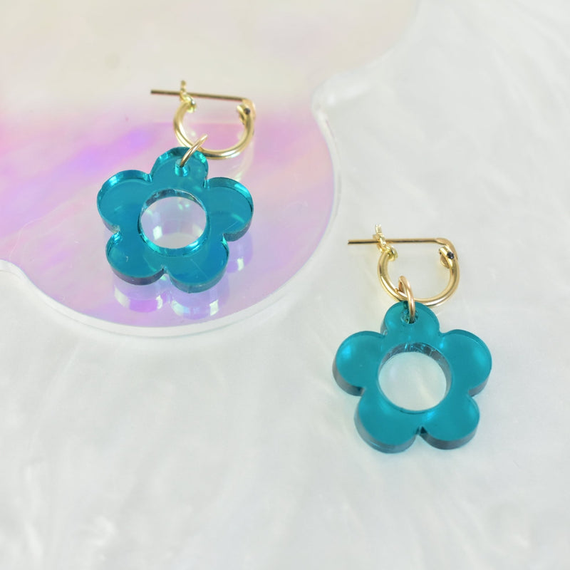 jade daisy flower huggie hoops