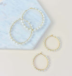 delicate rice pearl hoop earrings 