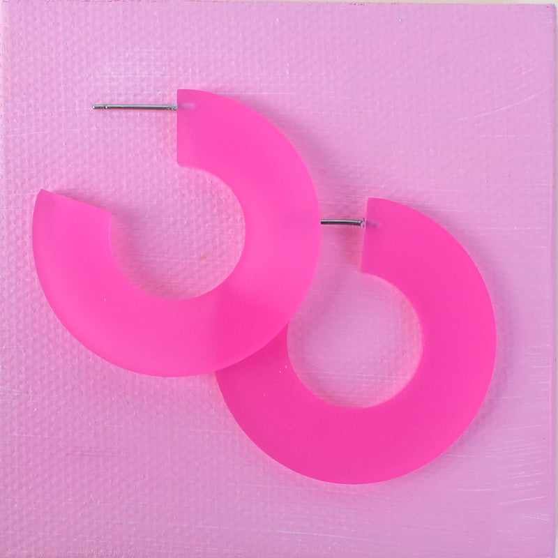 HOT PINK HOOP EARRINGS