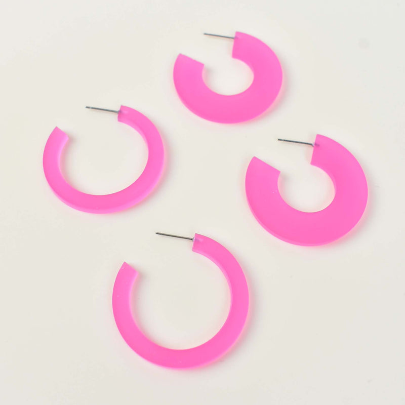 HOT PINK HOOP EARRINGS