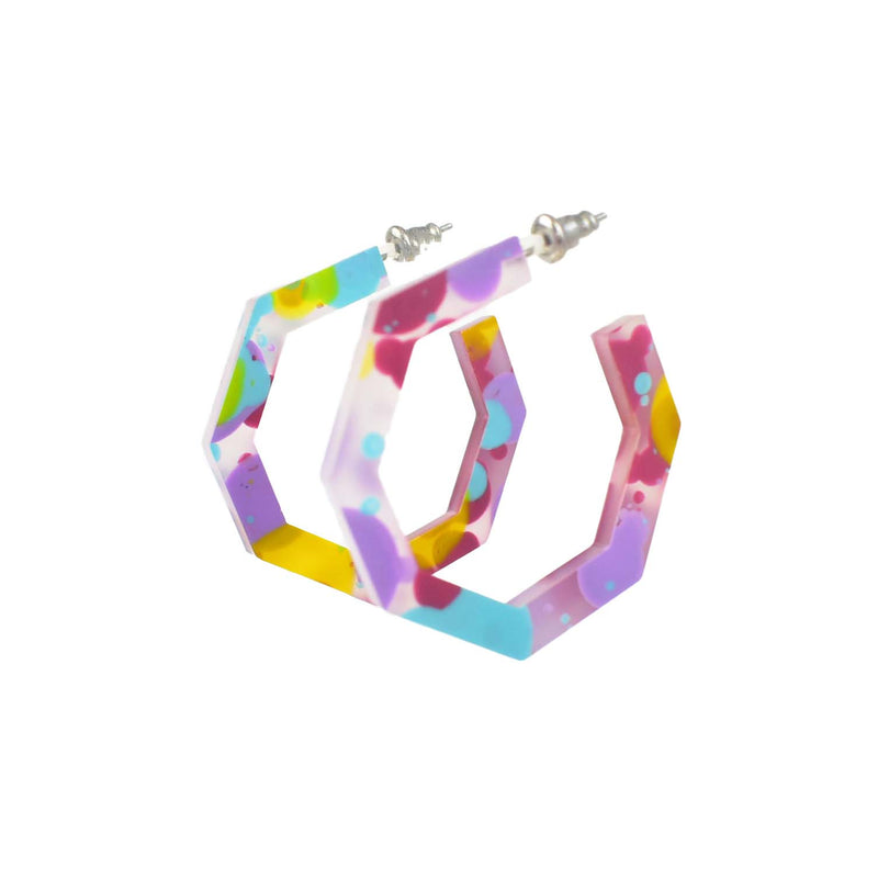  bright colorful hoop earring - octagon hoops