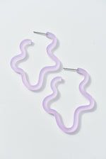 lilac purple blob doodle lightweight hoop earrings