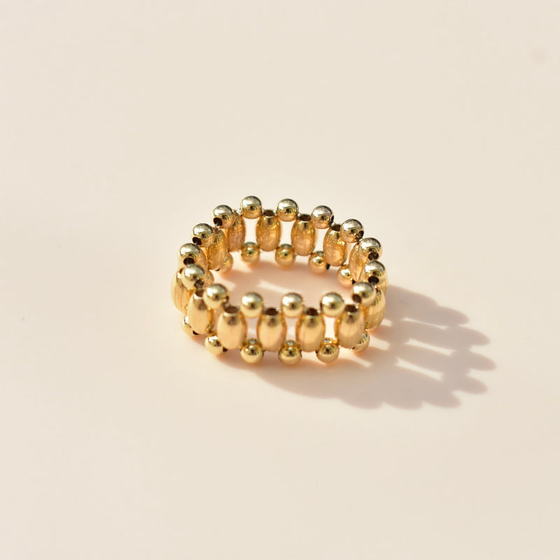 WOVEN GOLD BEAD RING