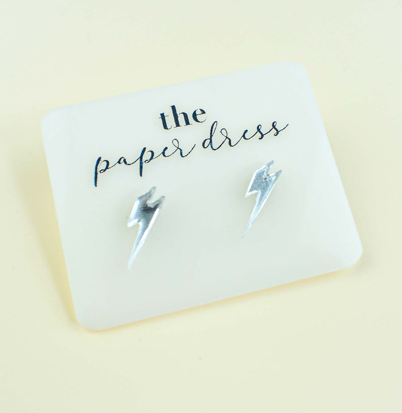 silver lightning bolt studs - small acrylic studs