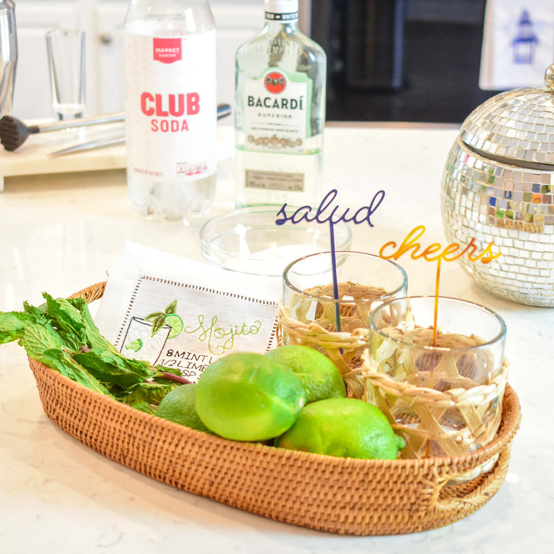 mojito recipe cocktail napkin - cocktail bar cart accessory 