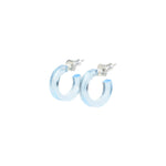 Tiny blue huggy hoops - small colorful huggie hoop earrings