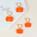 orange pumpkin charm acrylic huggy hoops